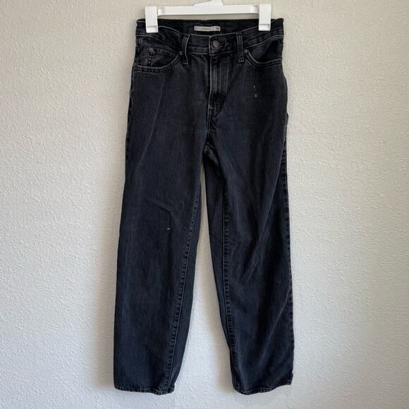 Levi's Womens Size 26 94's Baggy Worn in Grey Black Straight Leg Festival Boho - Picture 1 of 10